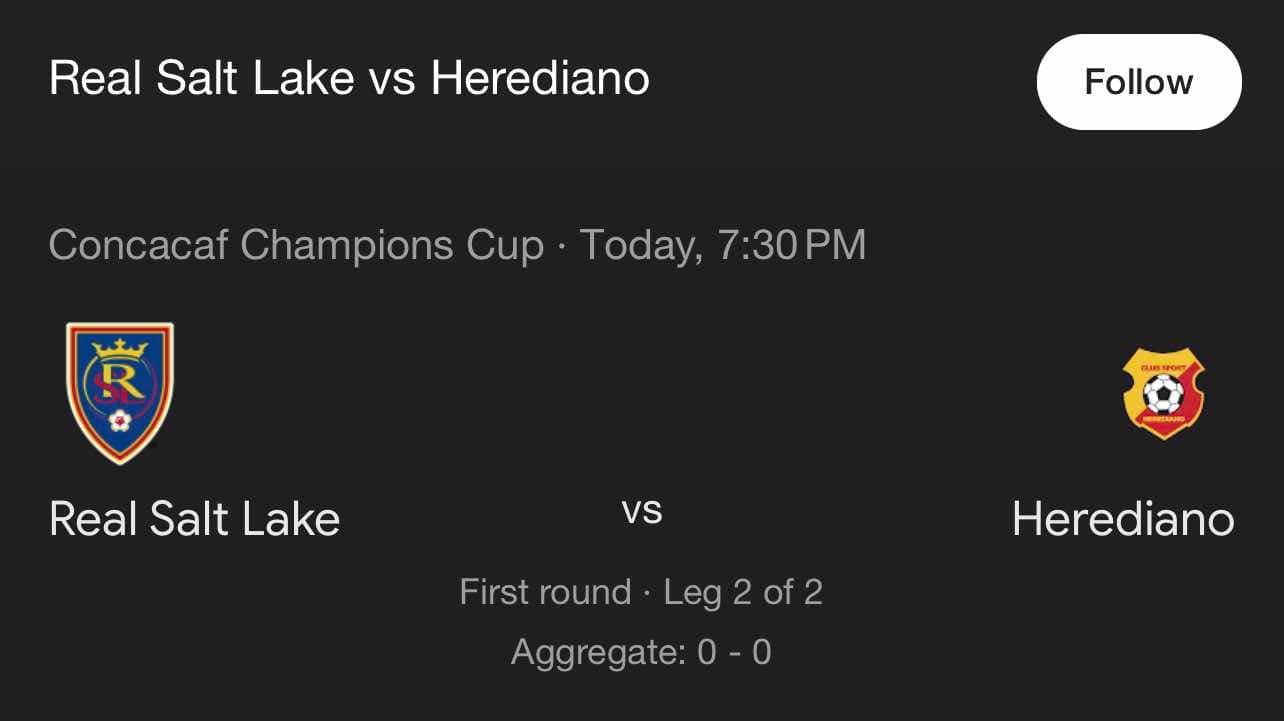 Real Salt Lake vs Herediano hoy EN VIVO: partido de vuelta por Concachampions; hora y dónde ver