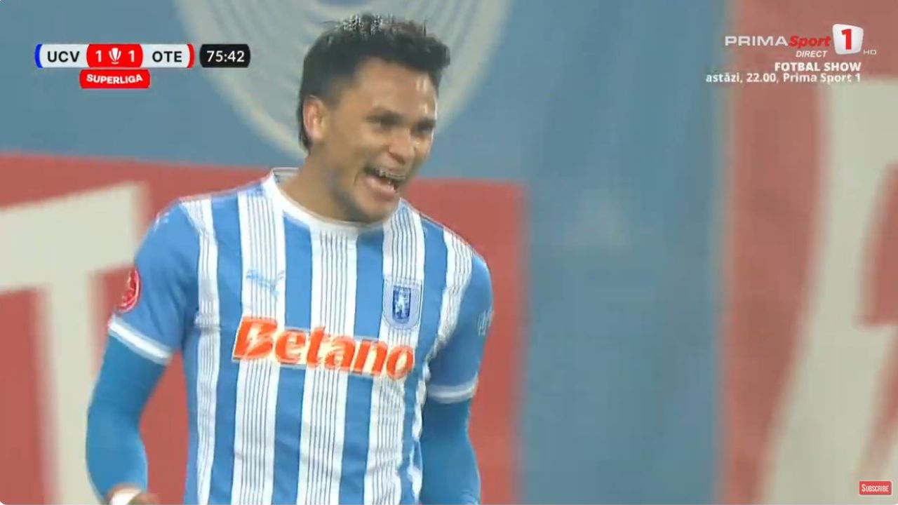 Denil Maldonado anota nuevo gol con la Universidad de Craiova