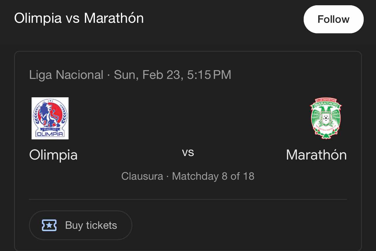 Horario de el partido entre Olimpia y Marathón