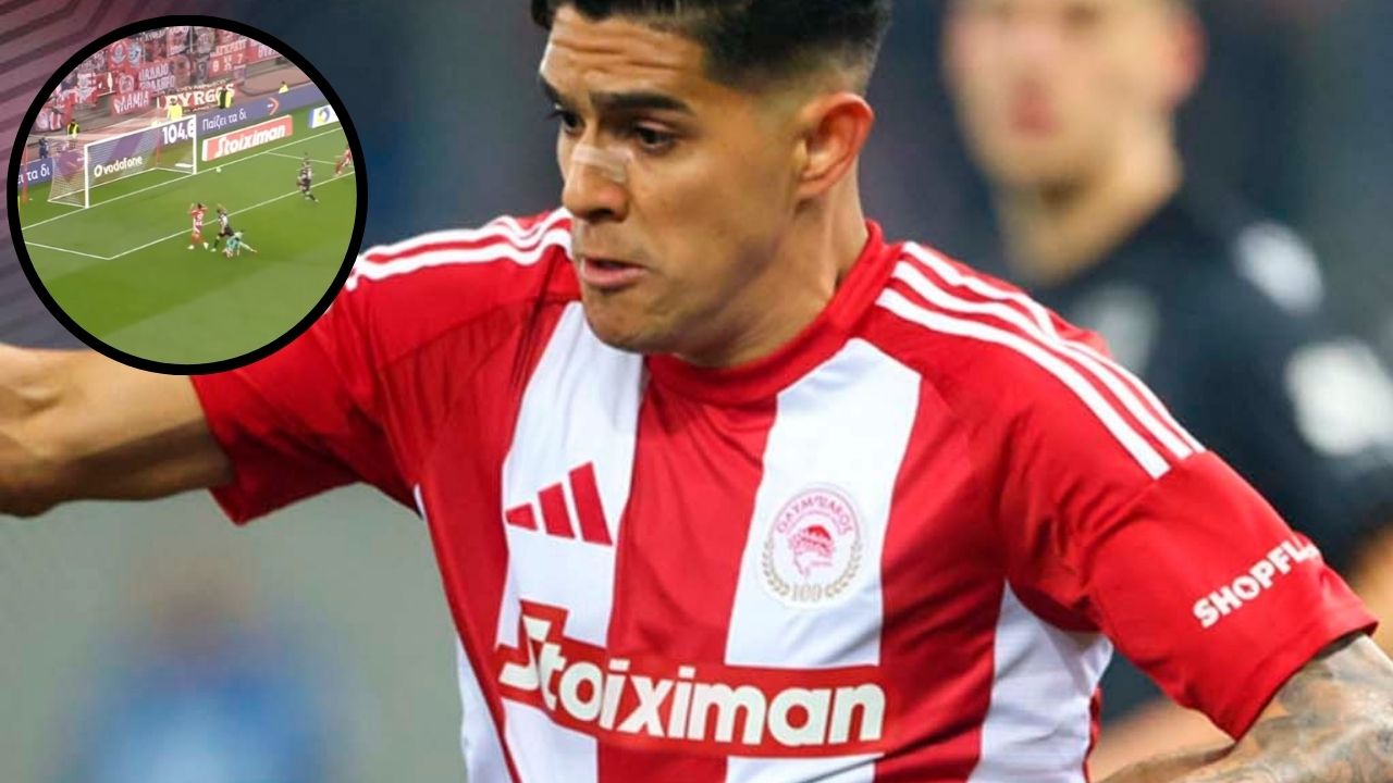 Luis Palma perdió la oportunidad de anotar su primer gol con Olympiacos