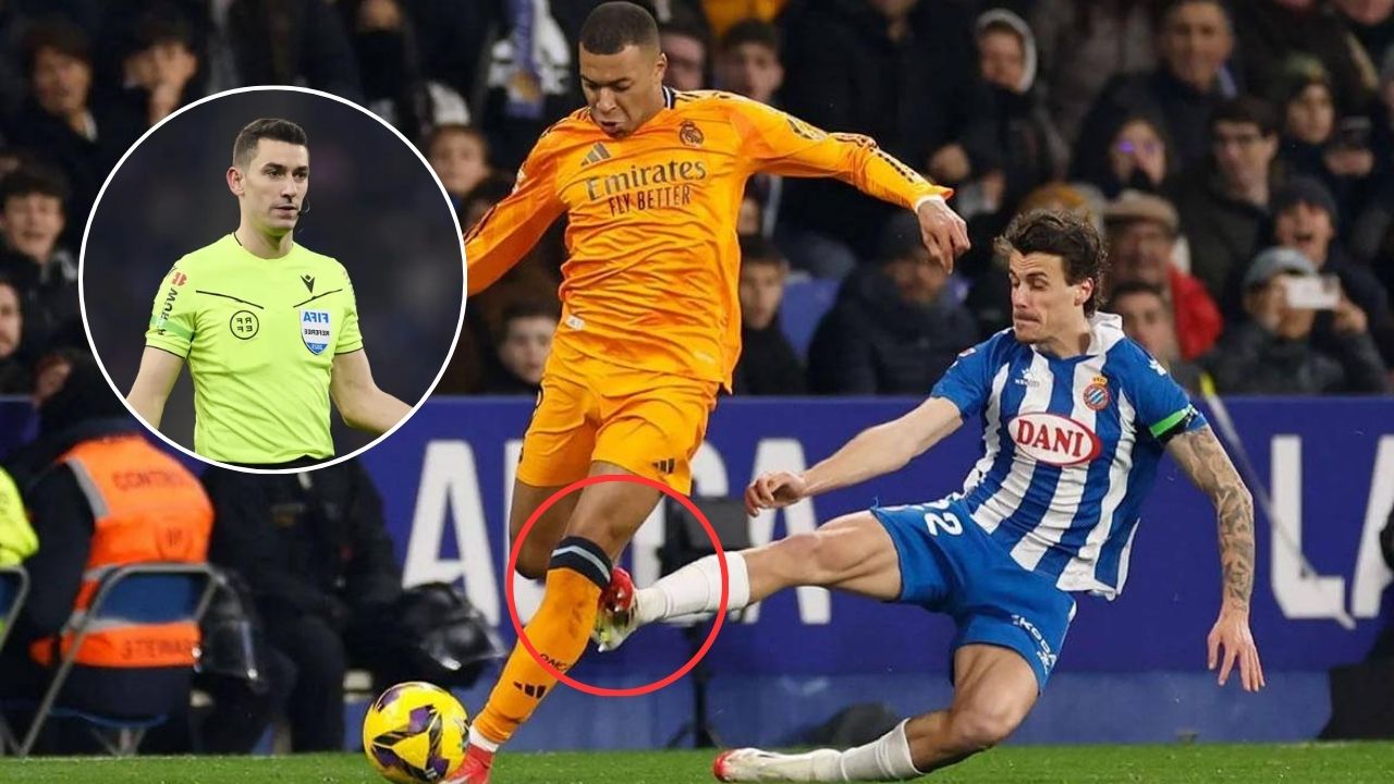 Árbitros del partido Espanyol vs Real Madrid son castigados tras polémica patada a Mbappé