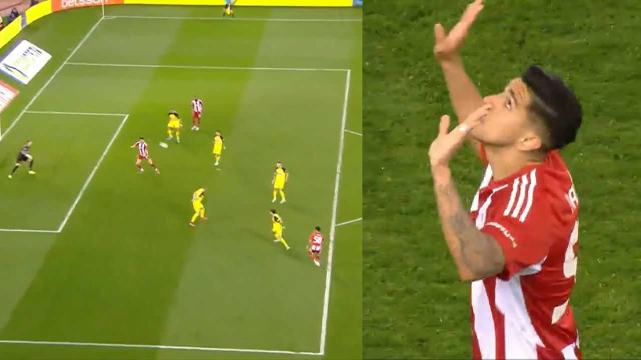Luis Palma anota su primer gol con Olympiacos tras fantástico remate ante AEK