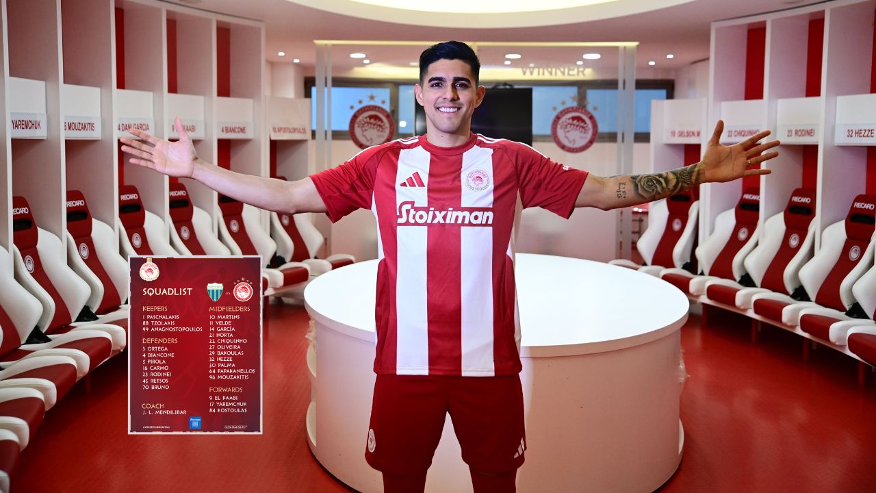 Luis Palma es convocado para su primer partido con Olympiacos y tendrá inesperado dorsal
