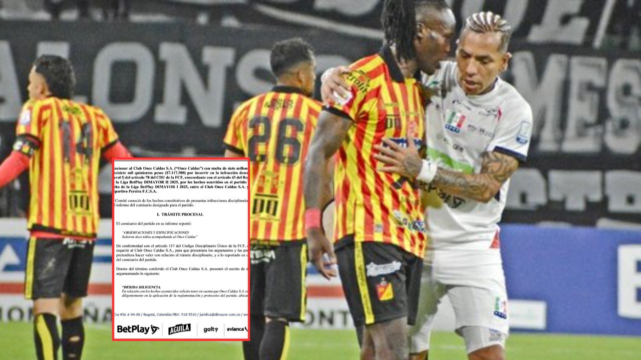 Once Caldas recibe sanción tras incidentes en el partido donde Rubilio Castillo sufrió racismo