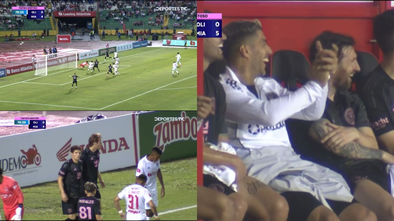 La reacción de Suárez y Messi al quinto gol de Inter Miami ante Olimpia