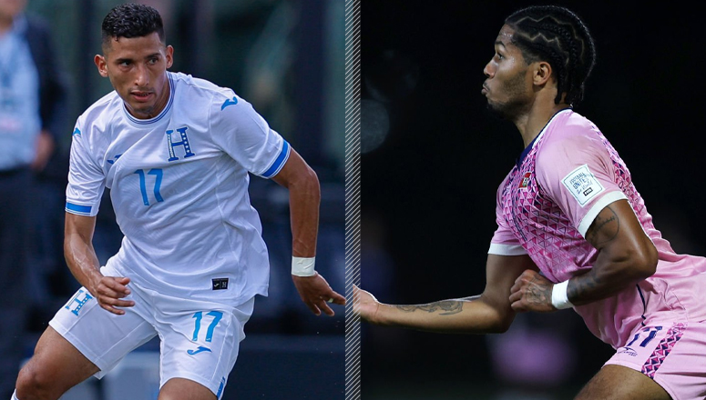 Jugador de la selección de Honduras a la izquierda y jugador de Bermudas a la derecha