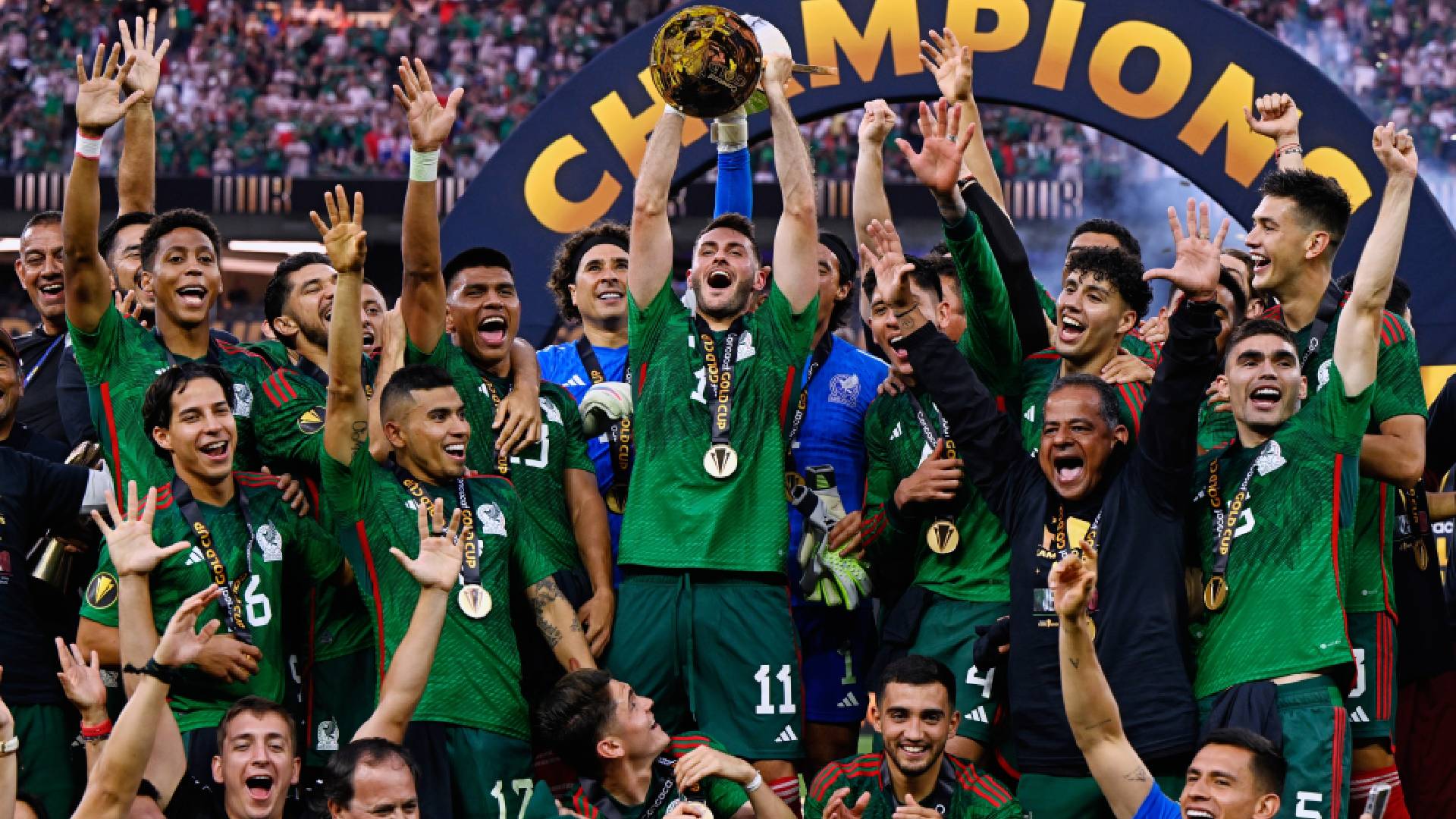 La selección de México celebrando su último titulo de Copa Oro