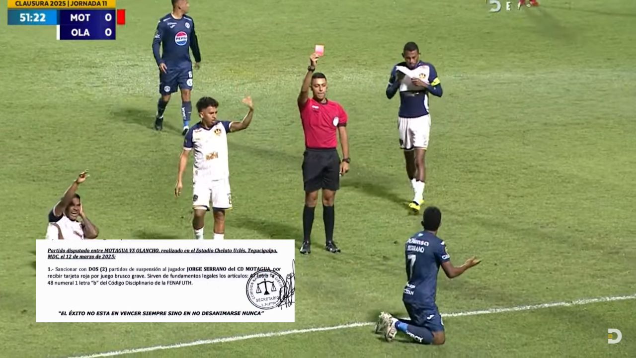 Jorge Serrano conoce su castigo tras polémica tarjeta roja frente a Olancho FC