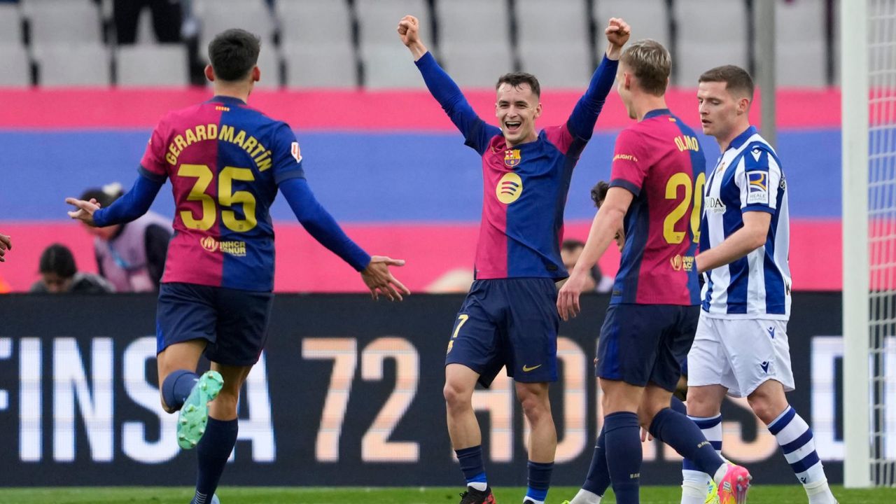 Barcelona golea al Real Sociedad y se adueña del liderato en España