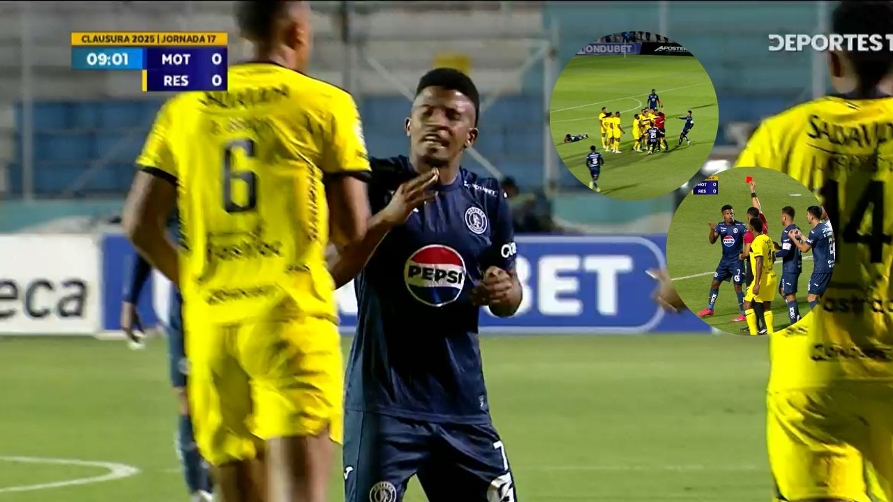 Devron García agredió a Serrano y ambos son expulsados del Real España vs Motagua