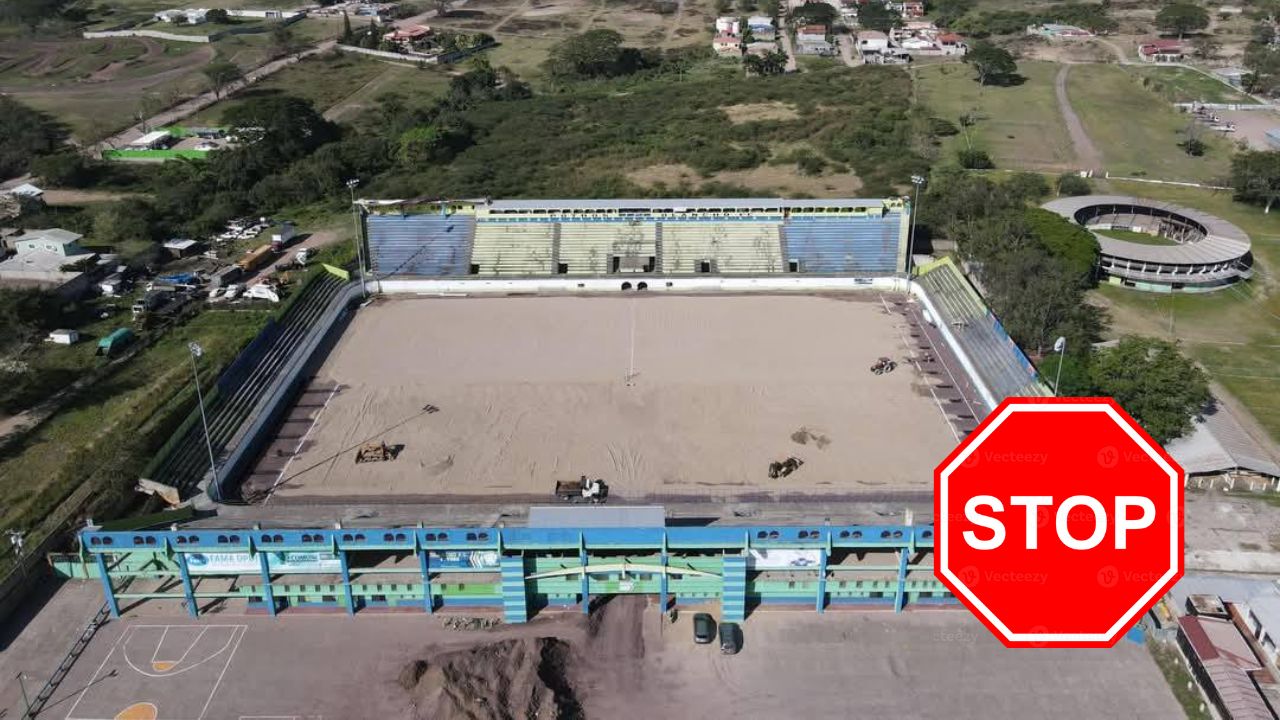 Detienen trabajos de la cancha en el estadio Juan Ramón Brevé de Juticalpa
