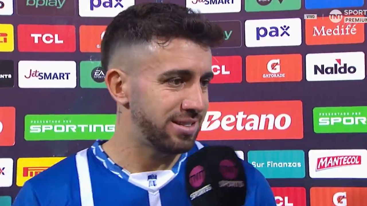 Agustín Auzmendi reacciona tras anotar su segundo gol con el Godoy Cruz