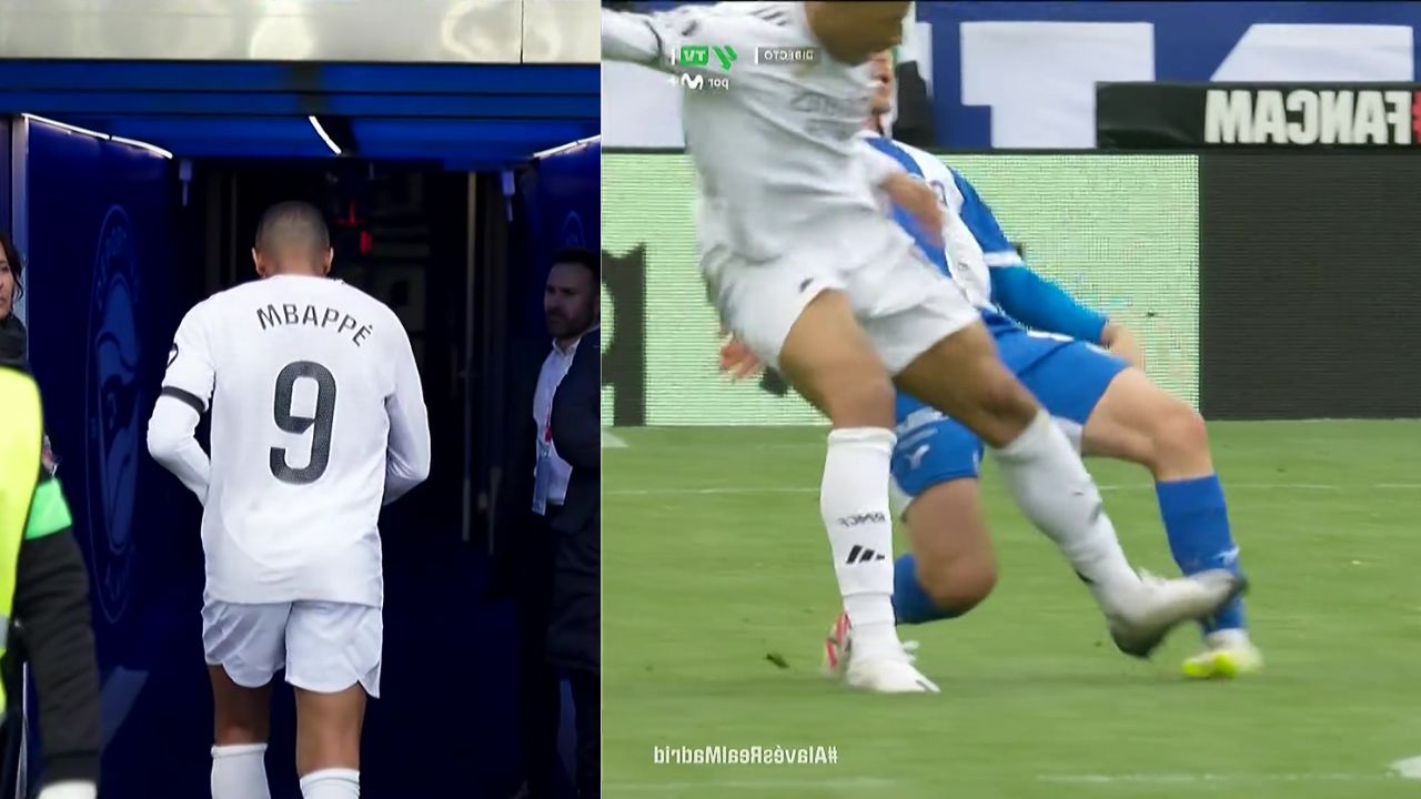 La dura jugada que le costó a Kylian Mbappé su primera expulsión con Real Madrid