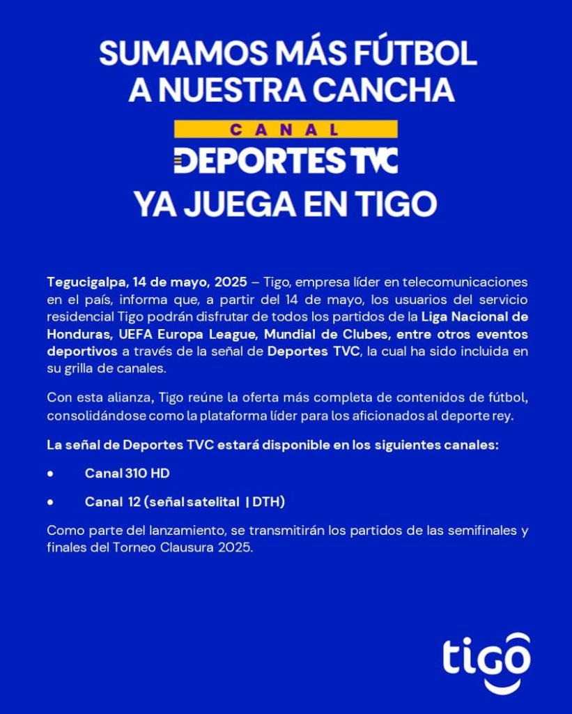 Comunicad Tigo Canal Deportes TVC
