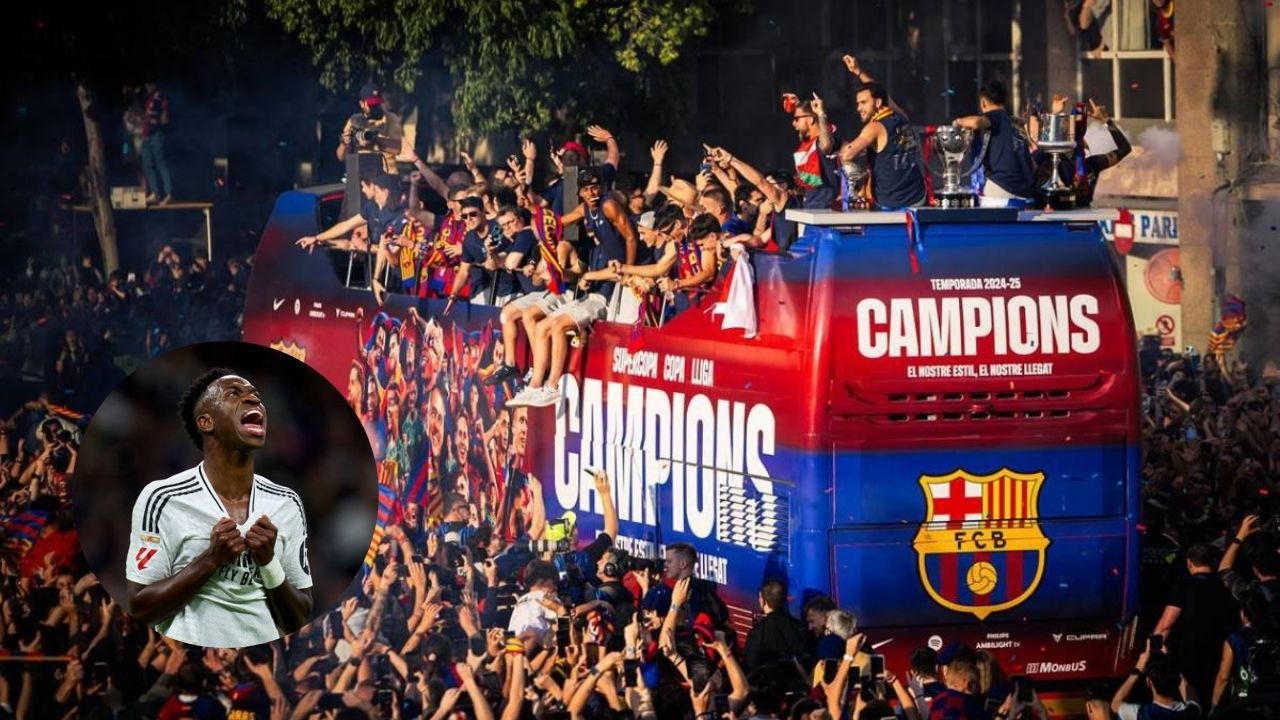 Barcelona se acuerda de Vinicius en plena celebración del título de liga
