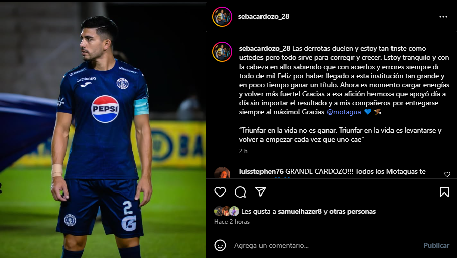 El defensor del Motagua, Sebastián Cardozo dedicó un mensaje a la afición del Motagua tras la eliminación frente a Real España