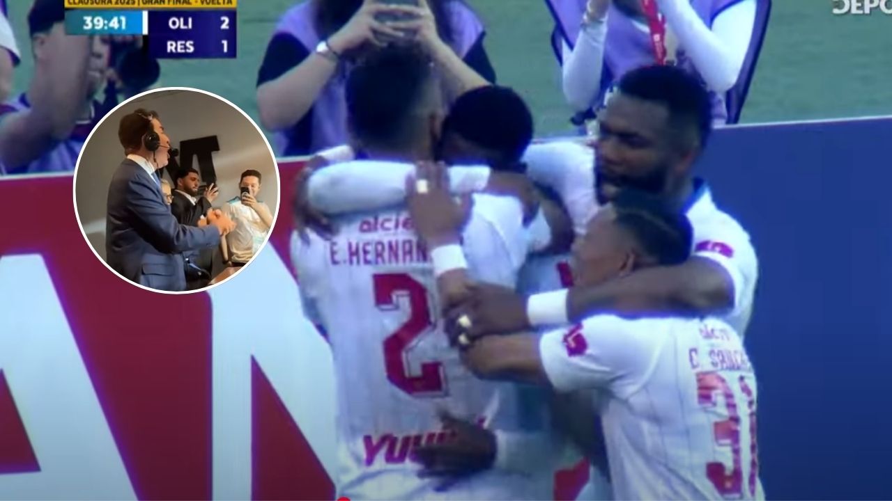 Salvador Nasralla se rinde ante futbolista del Olimpia en plena transmisión