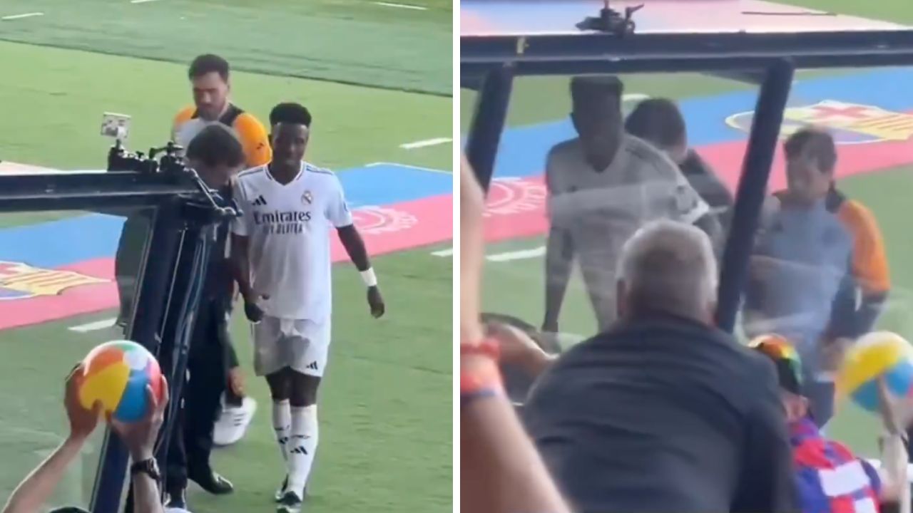 Vinicius Jr fue provocado por aficionado con balón de playa en el clásico