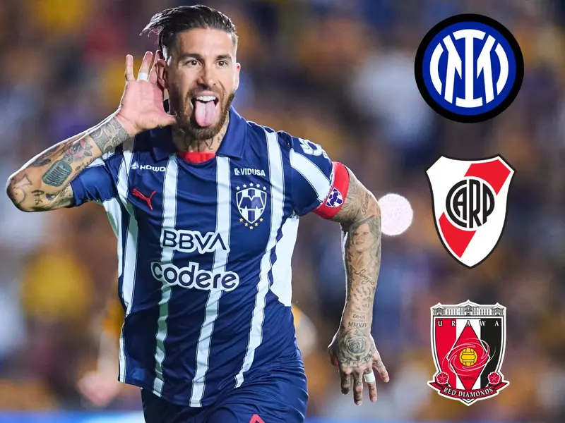 Sergio Ramos con sus manos en las orejas y al lado los tres equipos contra los que se enfrentara en el mundial de clubes 2025