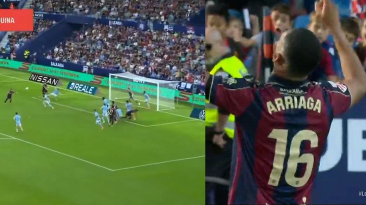 Kervin Arriaga anota su primer gol con el Levante frente al Celta