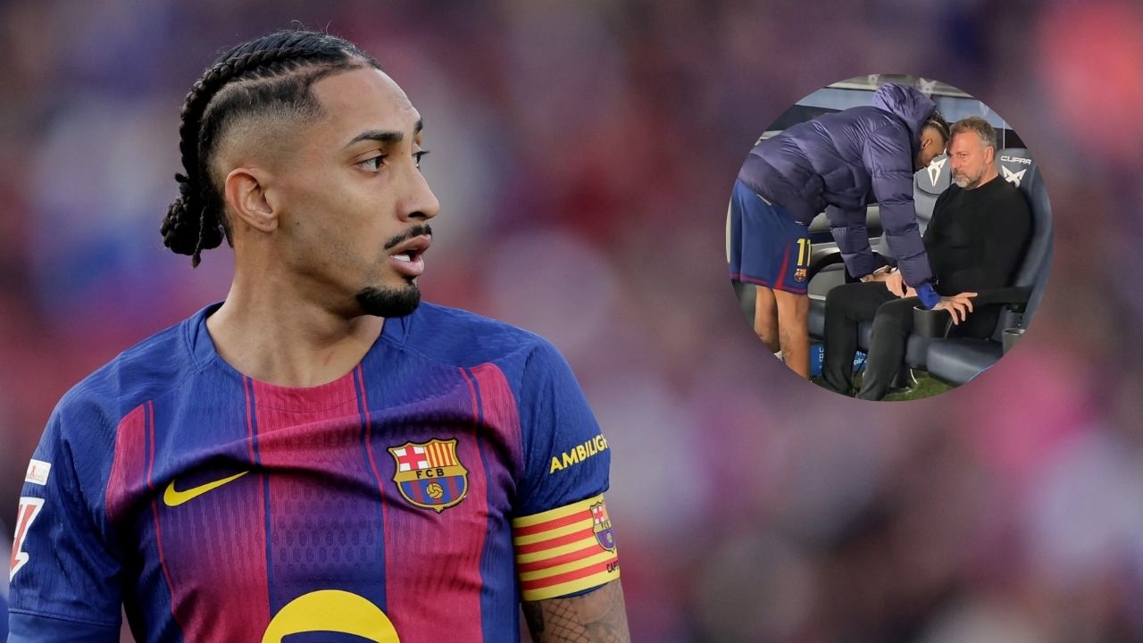 Raphinha se pronuncia tras ser captado consolando a Hansi Flick