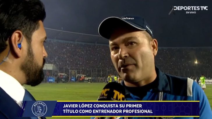 Javier López reacciona tras conseguir el título con el Motagua en Liga Nacional