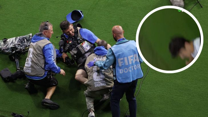 Camarógrafo sale lesionado tras brutal choque en el partido Colombia-Uzbekistán