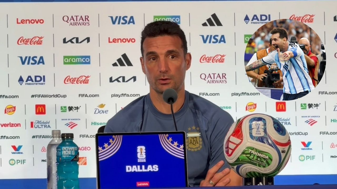 Scaloni reacciona al doblete de Messi para romper récord en Copas del Mundo