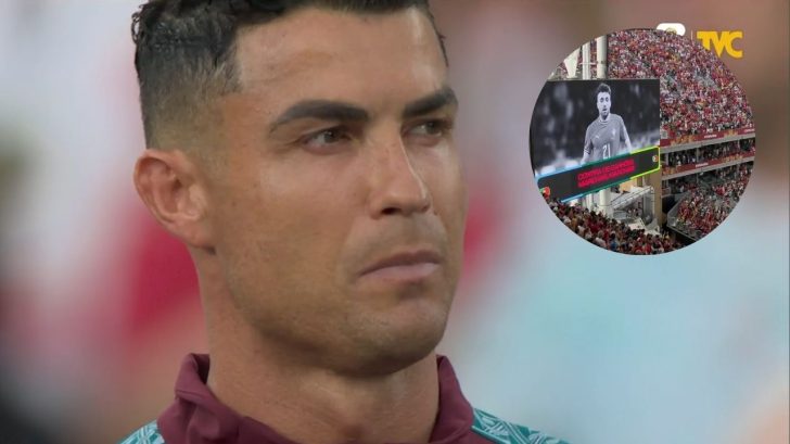 Cristiano Ronaldo se conmueve en pleno himno de Portugal por homenaje a Diogo Jota