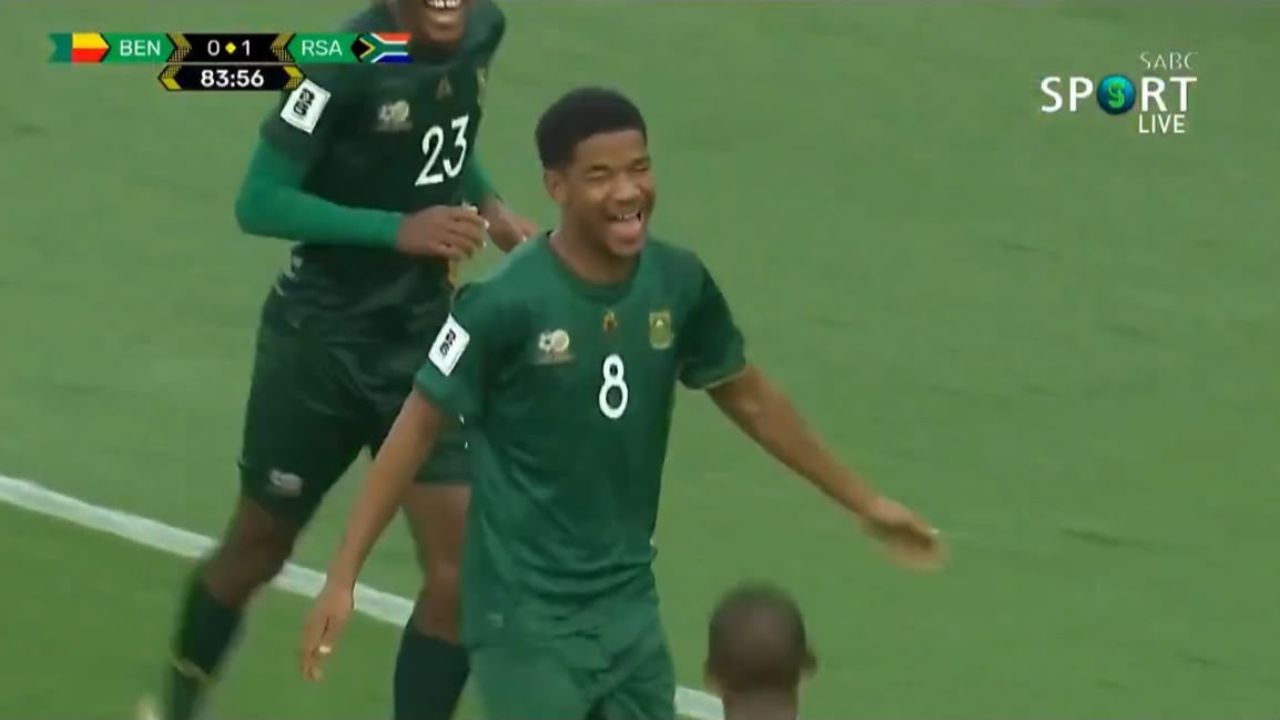 Este fue el único gol de Jayden Adams con la selección de Sudáfrica