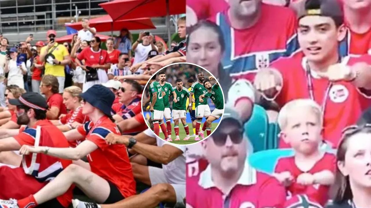 Jugador de México es captado haciendo el remo vikingo junto a la afición de Noruega