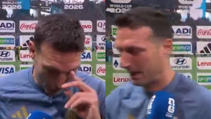 Scaloni se quiebra en vivo e incumple protocolo de la FIFA tras remontada