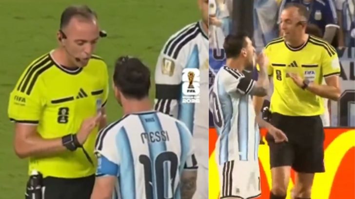Captan fuerte discusión de Messi con el árbitro Pinheiro: 'A mí hablame bien'