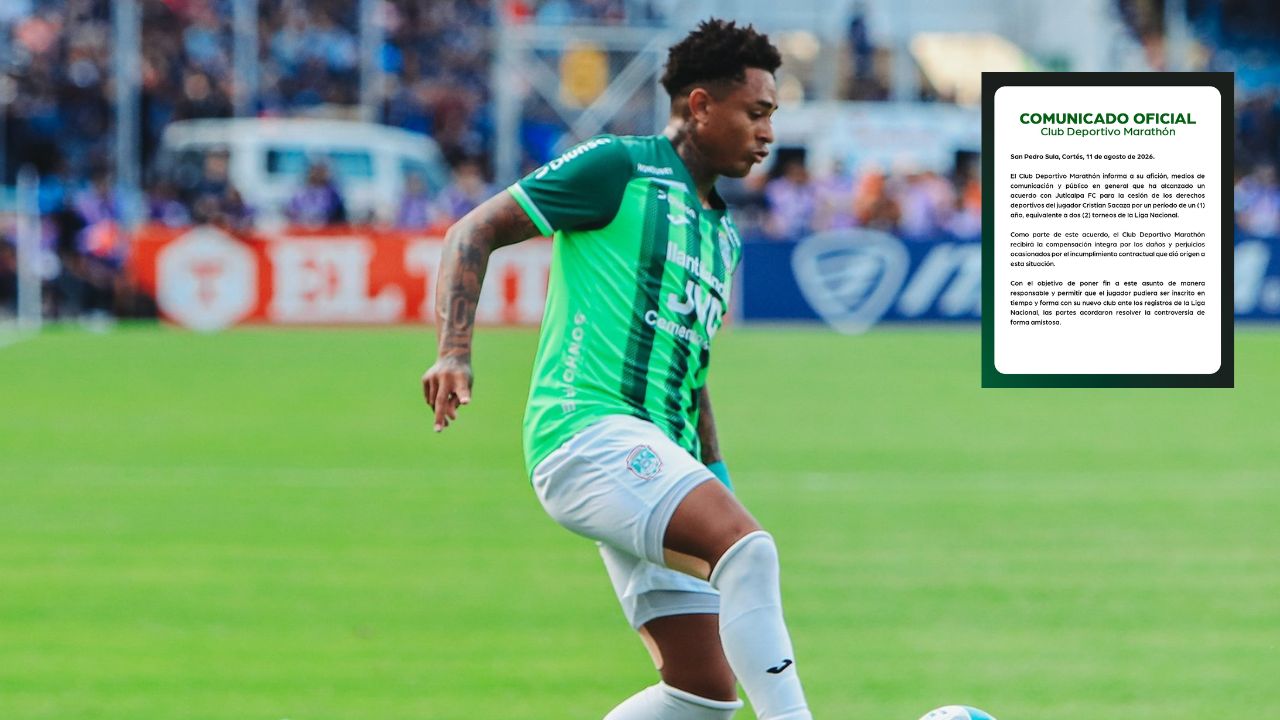 Cristian Sacaza tiene nuevo club, tras dejar Marathón, y jugará a préstamo en Juticalpa