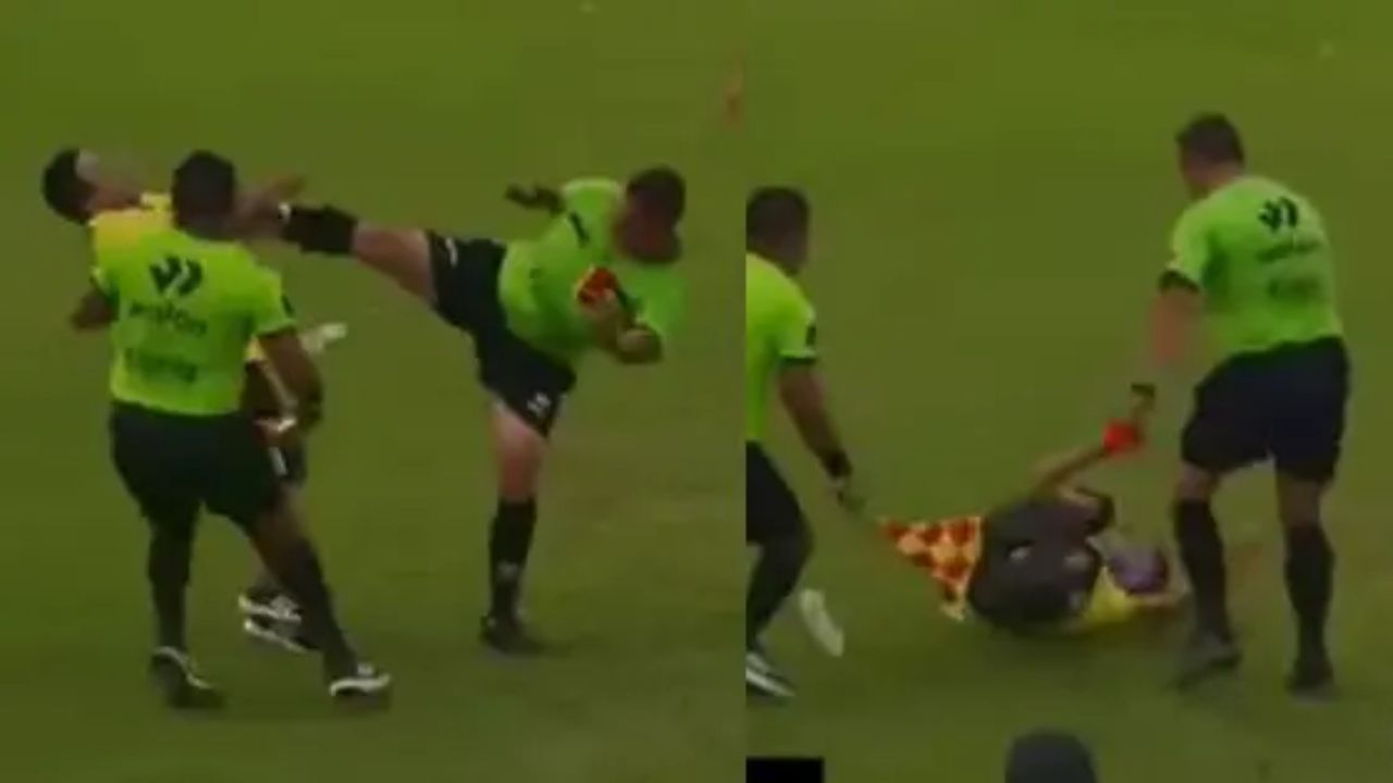Un árbitro noquea con una patada a un integrante del cuerpo técnico en la Copa Perú
