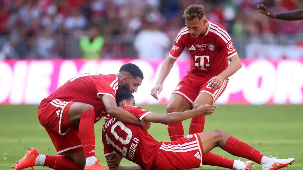 Jamal Musiala provoca terror en Alemania tras desplomarse en pleno partido