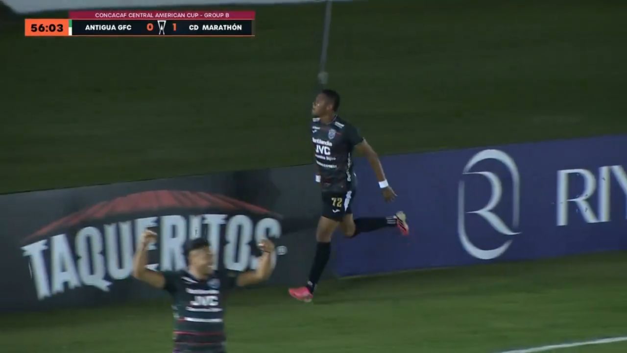 Yairo Moreno anota su primer gol con la camiseta de Marathón ante Antigua