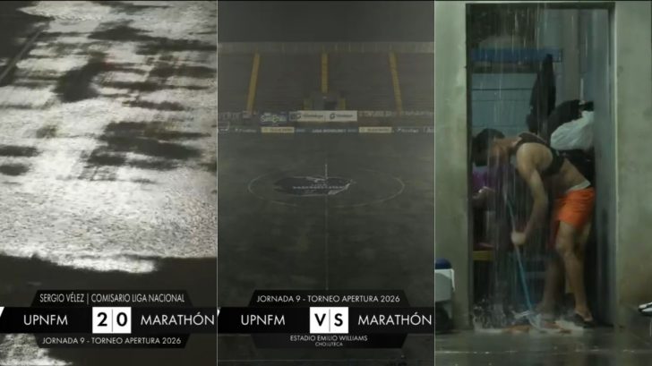 Estadio Emilio Williams se inunda tras fuertes lluvias previo a UPNFM vs Marathón
