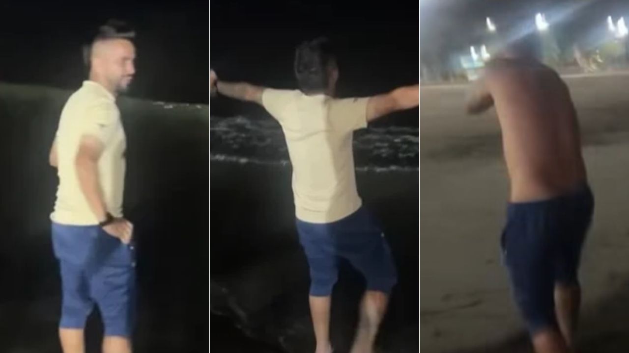 Droopy Gómez enloquece en playa de Puerto Cortés y se hace viral